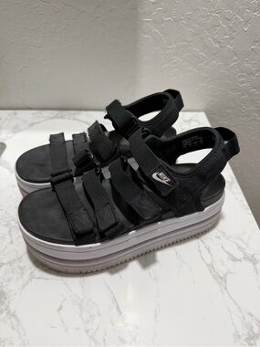 Nike Women’s Black and White Platform Strappy Sandals